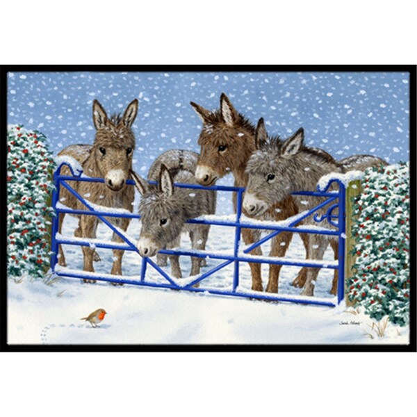 Carolines Treasures Donkeys and Robin at the Fence Indoor or Outdoor Mat- 24 x 36 ASA2210JMAT - main